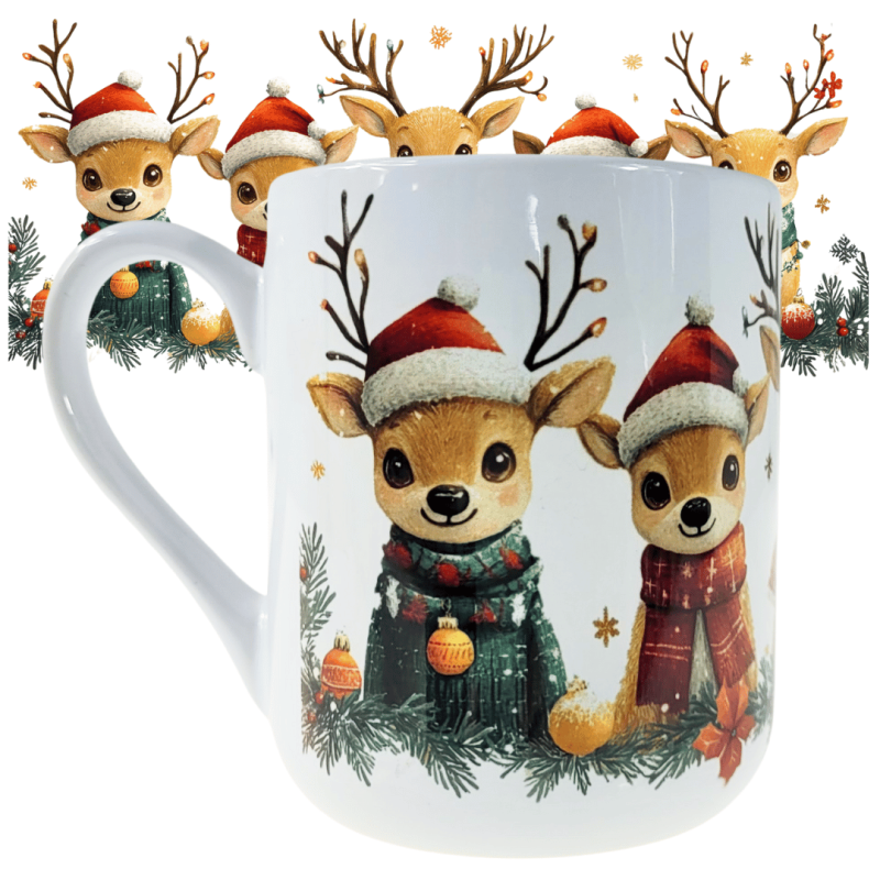 Kubek ceramiczny 330 ml świąteczny RENIFERY na prezent