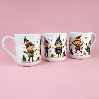 Kubek ceramiczny 330 ml świąteczny ELFY na prezent