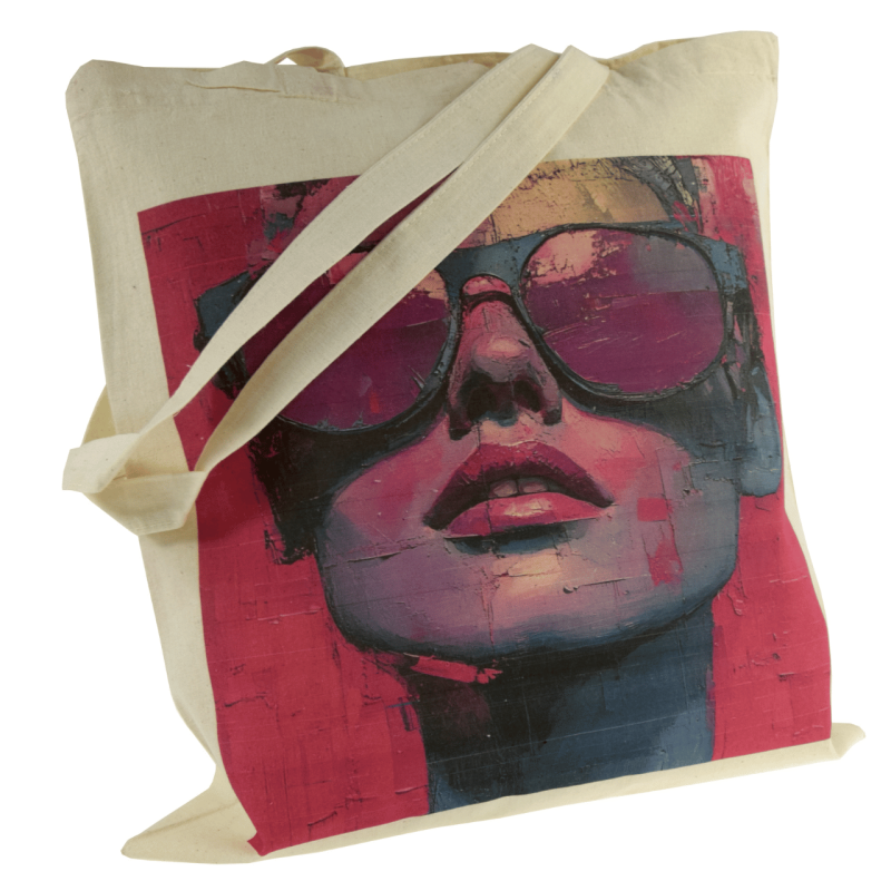 Torba bawełniana z nadrukiem - PINK ecru
