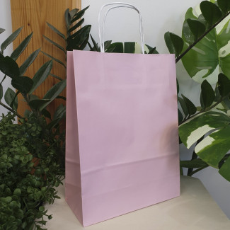 Torby papierowe różowe 24x10x32 cm / 50 szt / TORBA a4 na zakupy TOREBKI do sklepu
