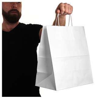 Torby papierowe EKO BIAŁE 30x17x34 cm / 25 szt / TORBA na zakupy TOREBKI do sklepu