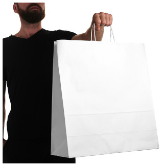 Torby papierowe eko BIAŁA 45x17x48 cm / 1 szt / TORBA duża na zakupy pojemne TOREBKI do sklepu