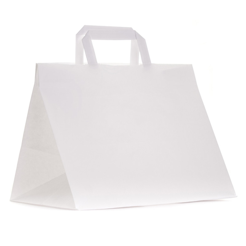 Torby papierowe eko BIAŁA 32x22x25cm / 50 szt / TORBA KATERINGOWA torebki na wynos LUNCH BOX