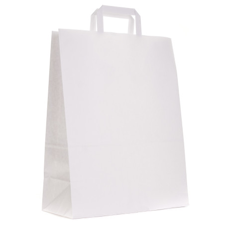 Torby papierowe EKO BIAŁE 32x16x43cm / 50 szt / TORBA DUŻA na zakupy TOREBKI do sklepu pojemne