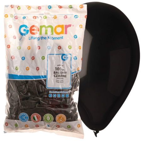Balony pastelowe - CZARNY g90/14 baloniki GEMAR balon na URODZINY PARTY