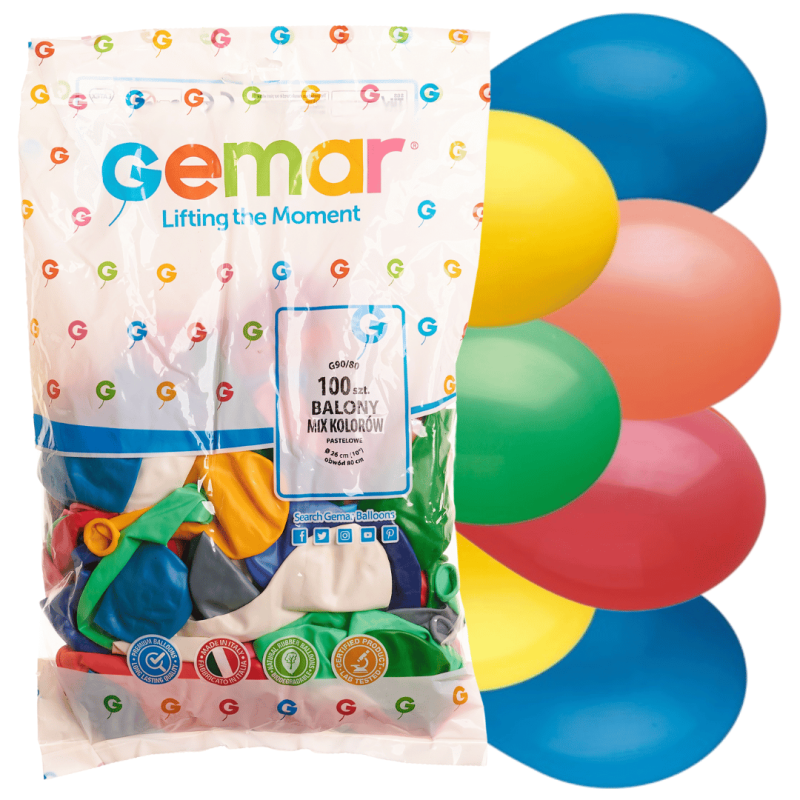 Balony pastelowe - mix kolorów G90/80 BALONIKI GEMAR BALON NA URODZINY PARTY