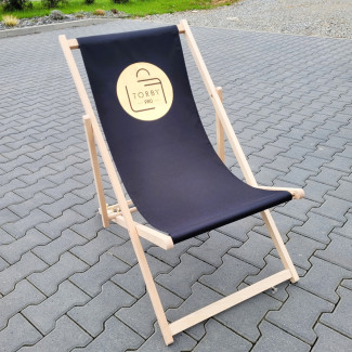 Leżak drewniany STANDARD czarny- nadruk folia