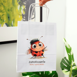 Torba papierowa z nadrukiem na zakończenie roku szkolnego BIEDRONKA
