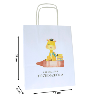 Torba papierowa z nadrukiem na zakończenie przedszkola ŻYRAFA