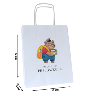 Torba papierowa z nadrukiem na zakończenie przedszkola MISIEK