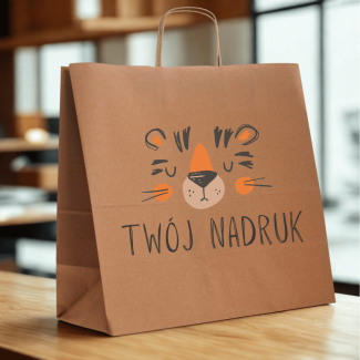 TORBY papierowe z NADRUKIEM full kolor 40x18x39 brąz