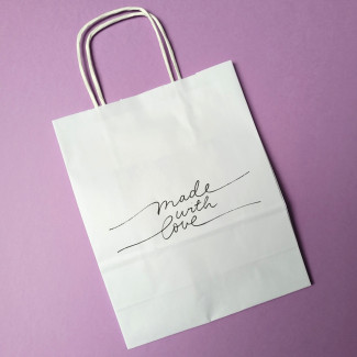 Torba papierowa z nadrukiem MADE WITH LOVE napis