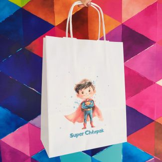 Torba papierowa z nadrukiem SUPER CHŁOPAK