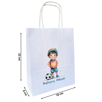 Torba papierowa z nadrukiem NAJLEPSZY CHŁOPAK piłka