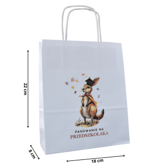 Torba papierowa z nadrukiem pasowanie na przedszkolaka Kangurek