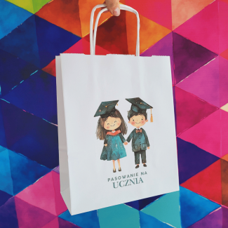 Torba papierowa z nadrukiem pasowanie na Ucznia