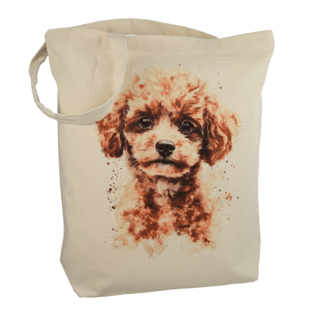 Torba bawełniana ecru 220g z nadrukiem pudla toy – idealna dla miłośników pudli