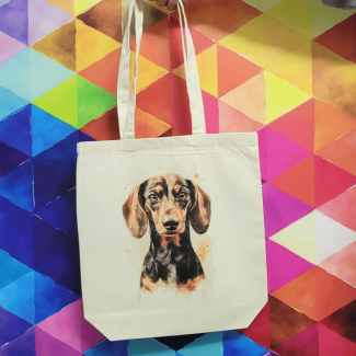 Torba bawełniana ecru 220g z nadrukiem Jamnika – ekologiczna torba dla miłośników jamników