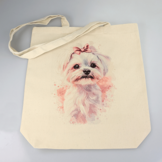 Torba bawełniana ecru 220g z nadrukiem Maltańczyka – stylowa torba dla miłośników maltańczyków