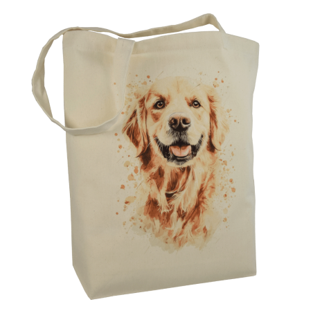 Torba bawełniana ecru 220g z nadrukiem Golden Retrievera – ekologiczna torba dla miłośników psów