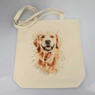 Torba bawełniana ecru 220g z nadrukiem Golden Retrievera – ekologiczna torba dla miłośników psów