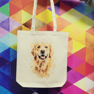 Torba bawełniana ecru 220g z nadrukiem Golden Retrievera – ekologiczna torba dla miłośników psów