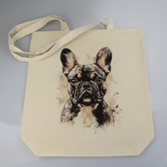 Torba bawełniana ecru 220g z nadrukiem Buldoga francuskiego – ekologiczna torba dla miłośników psów