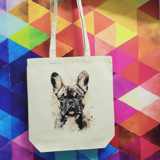 Torba bawełniana ecru 220g z nadrukiem Buldoga francuskiego – ekologiczna torba dla miłośników psów