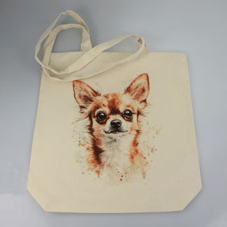 Torba bawełniana ecru 220g z nadrukiem Chihuahua – ekologiczna torba dla miłośników psów