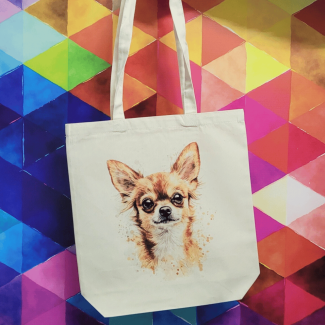 Torba bawełniana ecru 220g z nadrukiem Chihuahua – ekologiczna torba dla miłośników psów