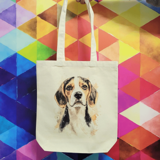 Torba bawełniana ecru 220g z nadrukiem Beagle– ekologiczna torba dla miłośników psów
