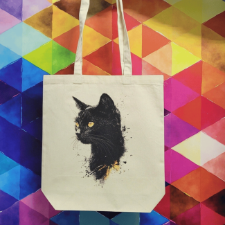 Torba bawełniana ecru 220g z nadrukiem kota amerykańskiego  -torba dla miłośników kotów