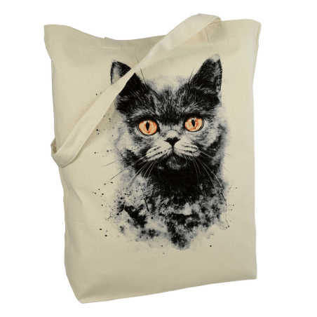Torba bawełniana ecru 220g z nadrukiem kota amerykańskiego  -torba dla miłośników kotów