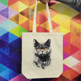 Torba bawełniana ecru 220g z nadrukiem kota amerykańskiego  -torba dla miłośników kotów