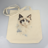 Torba bawełniana ecru 220g z nadrukiem kota Ragdoll – elegancka torba dla miłośników kotów