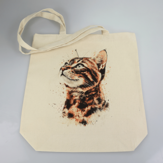 Torba bawełniana ecru 220g z nadrukiem kota bengalskiego – torba dla miłośników egzotycznych kotów