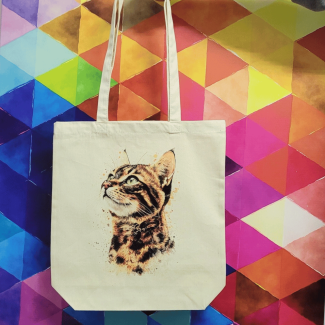 Torba bawełniana ecru 220g z nadrukiem kota bengalskiego – torba dla miłośników egzotycznych kotów