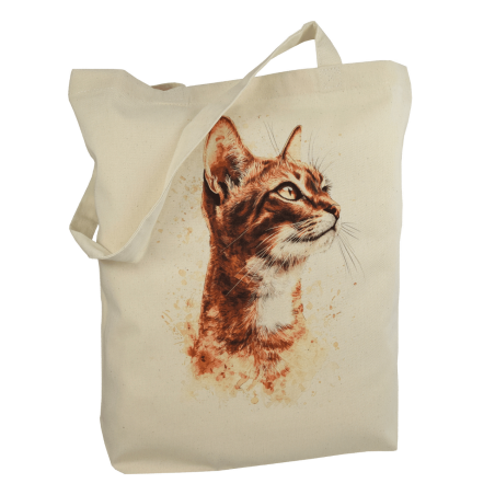 Torba bawełniana ecru 220g z nadrukiem kota abisyńskiego – torba dla miłośników eleganckich kotów