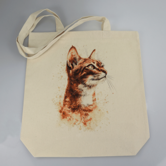 Torba bawełniana ecru 220g z nadrukiem kota abisyńskiego – torba dla miłośników eleganckich kotów