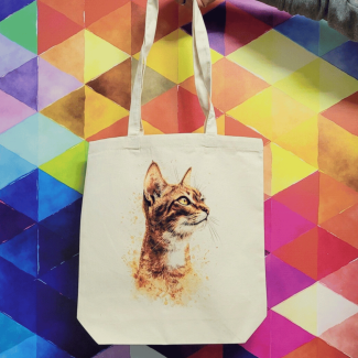 Torba bawełniana ecru 220g z nadrukiem kota abisyńskiego – torba dla miłośników eleganckich kotów