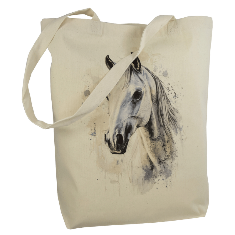 Torba bawełniana ecru 220g z nadrukiem konia arabskiego – torba dla miłośników koni i jeździectwa