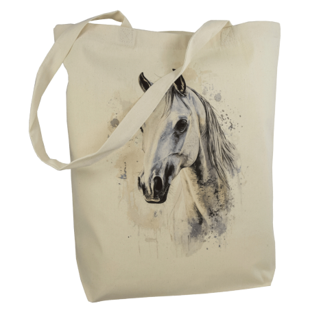 Torba bawełniana ecru 220g z nadrukiem konia arabskiego – torba dla miłośników koni i jeździectwa