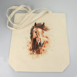 Torba bawełniana ecru 220g z nadrukiem mustanga – torba dla miłośników koni i wolności