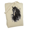 Torba bawełniana ecru 220g z nadrukiem konia fryzyjskiego – torba dla miłośników koni i elegancji