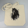 Torba bawełniana ecru 220g z nadrukiem konia fryzyjskiego – torba dla miłośników koni i elegancji