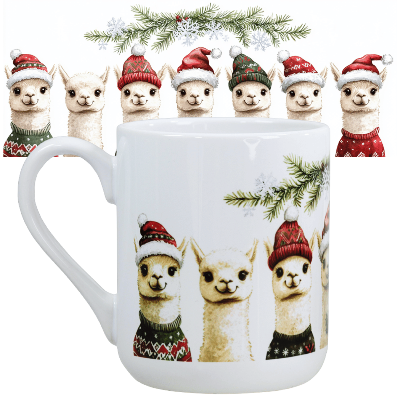 Kubek ceramiczny 330ml świąteczna ALPAKI na Mikołaja