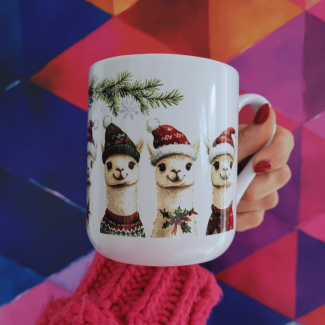Kubek ceramiczny 330ml świąteczna ALPAKI na Mikołaja