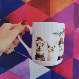 Kubek ceramiczny 330ml świąteczna ALPAKI na Mikołaja