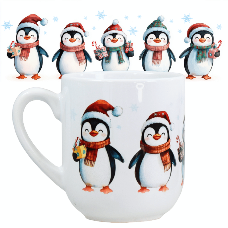 Kubek ceramiczny 290 ml świąteczny PINGWINKI na święta