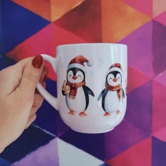 Kubek ceramiczny 290 ml świąteczny PINGWINKI na święta